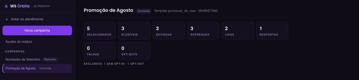 Detalhe de campanha em massa com métricas de entrega e leitura
